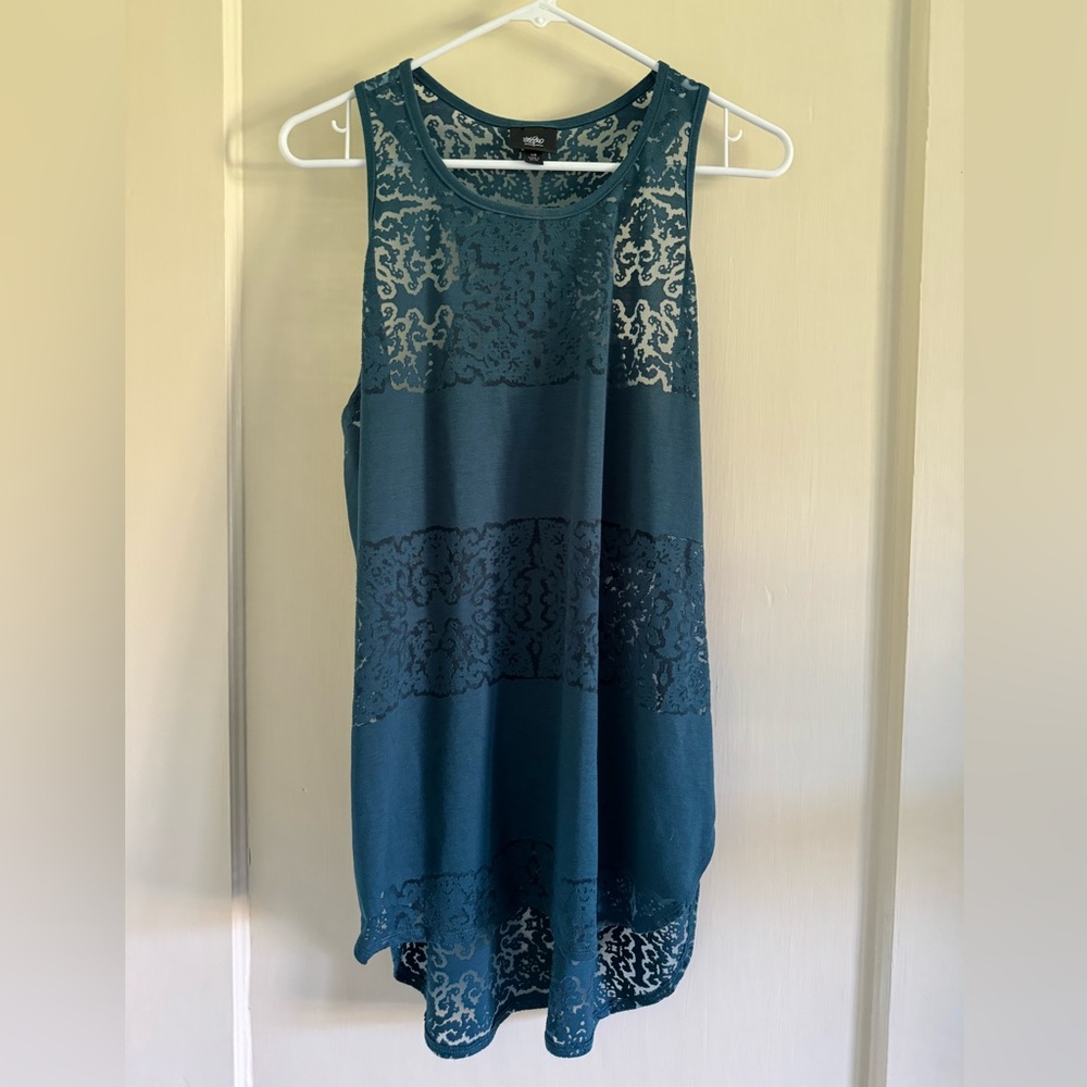 Mossimo Teal Lace Top, Size L